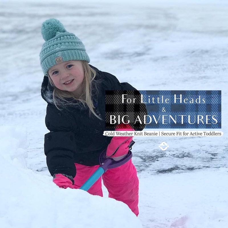 Funky Junque Toddler Pom Beanie – Kids Winter Hat for Ages 1–4, Baby Boy & Girl Knit Beanies, Warm Cozy Knit Snow Hats - Image 3